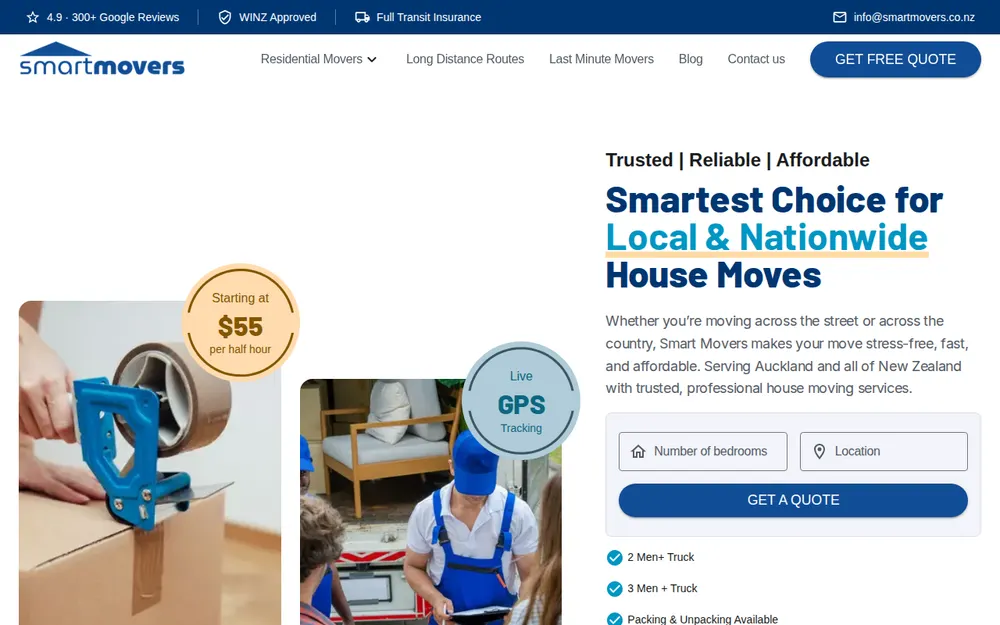 Smart Movers - Local & Intercity Moves homepage