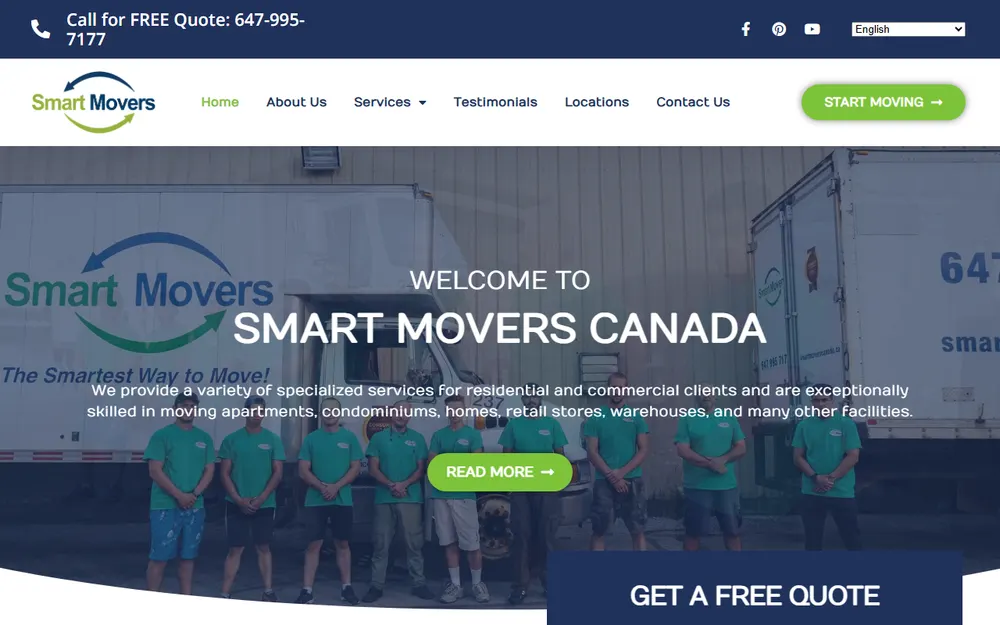 Smart Movers Toronto homepage