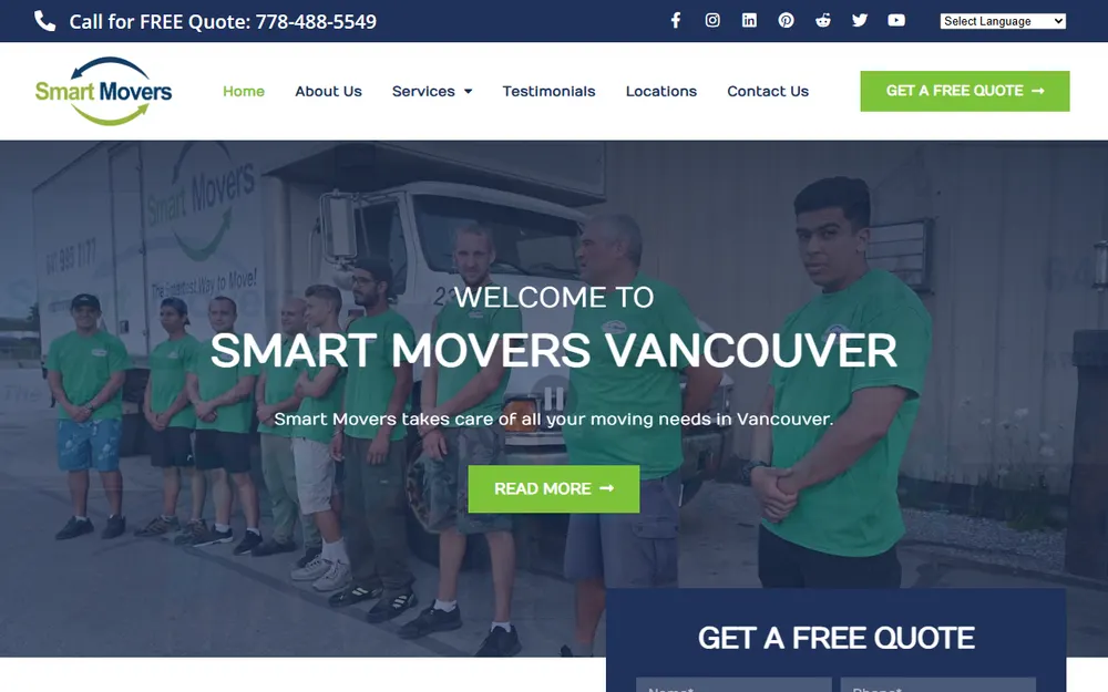 Smart Movers Vancouver homepage
