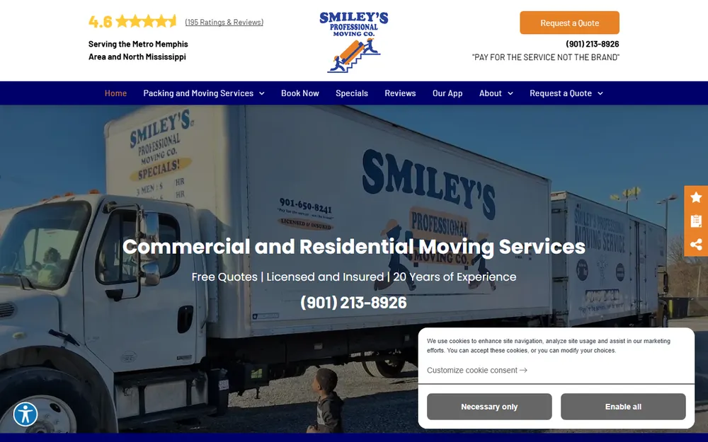 Smiley's Professional Moving Company homepage