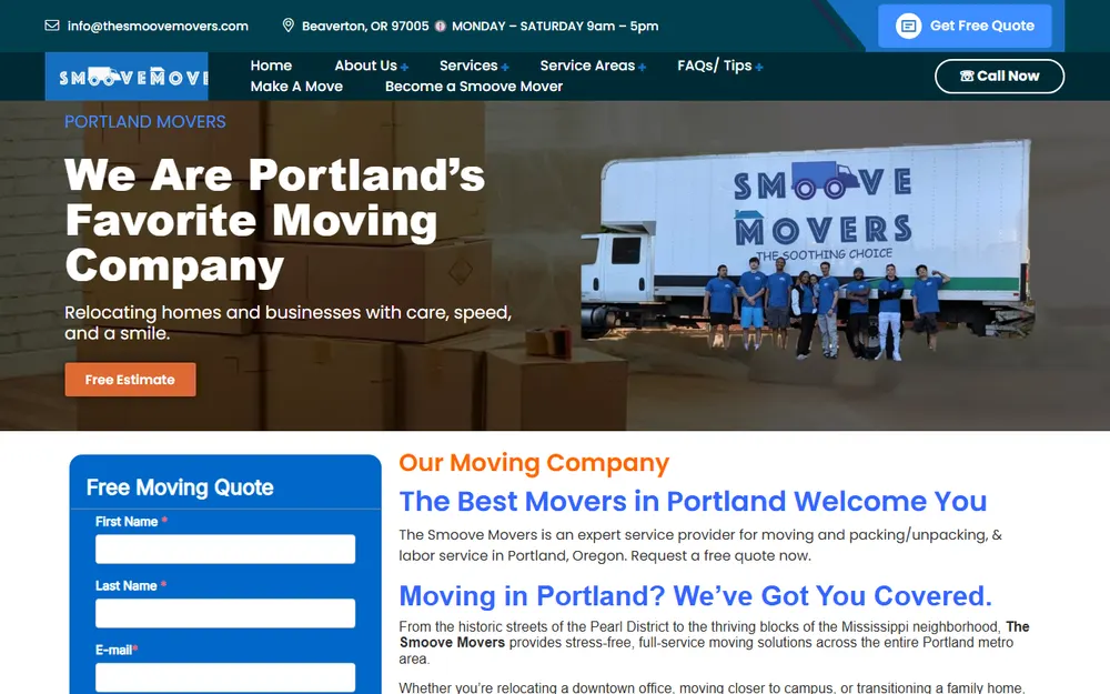 Smoove Movers homepage