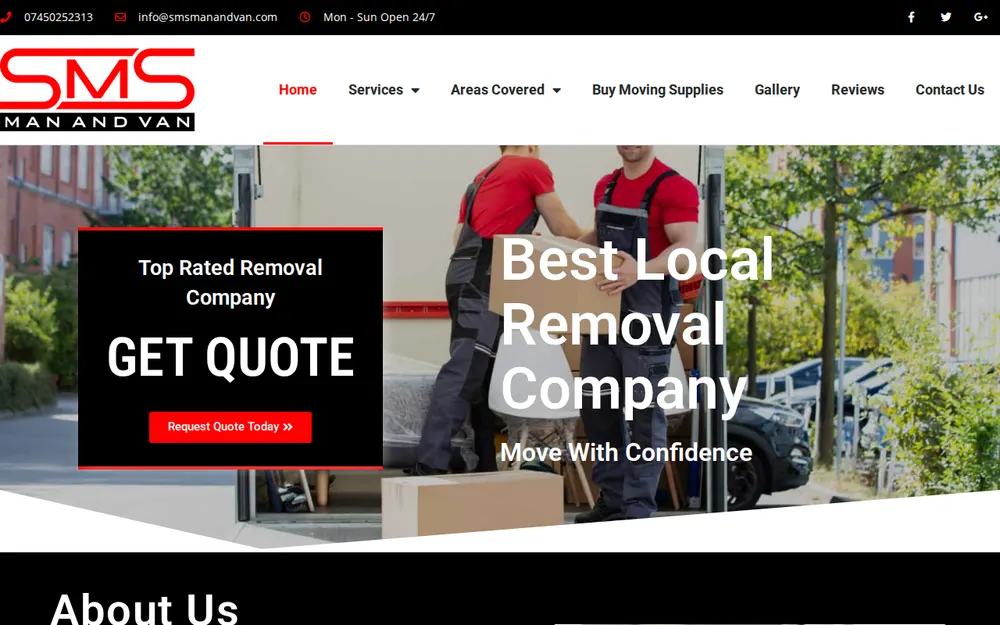 SMS man and van homepage