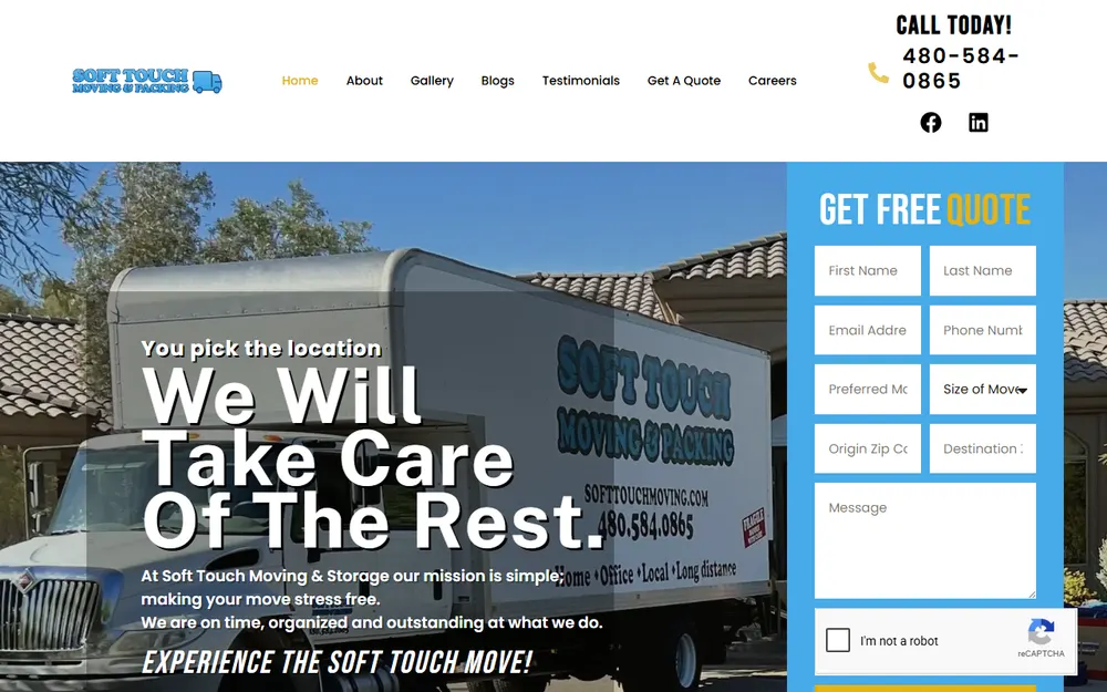 Soft Touch Moving and Packing homepage