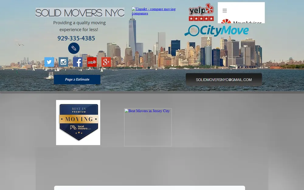 Solid Movers NYC homepage