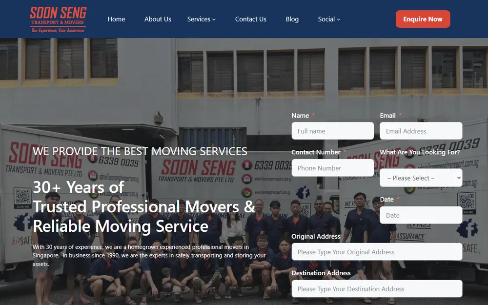 Soon Seng Transport & Movers Pte Ltd homepage
