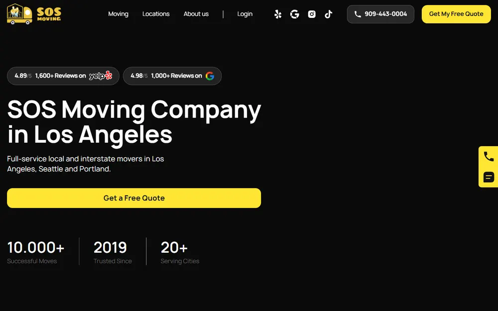 SOS Moving homepage
