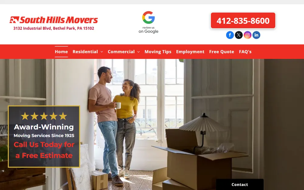 South Hills Movers homepage