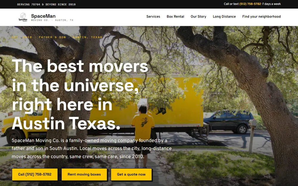 SpaceMan Moving homepage