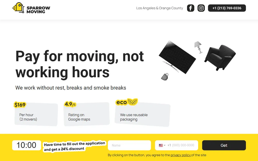 Sparrow Moving service homepage