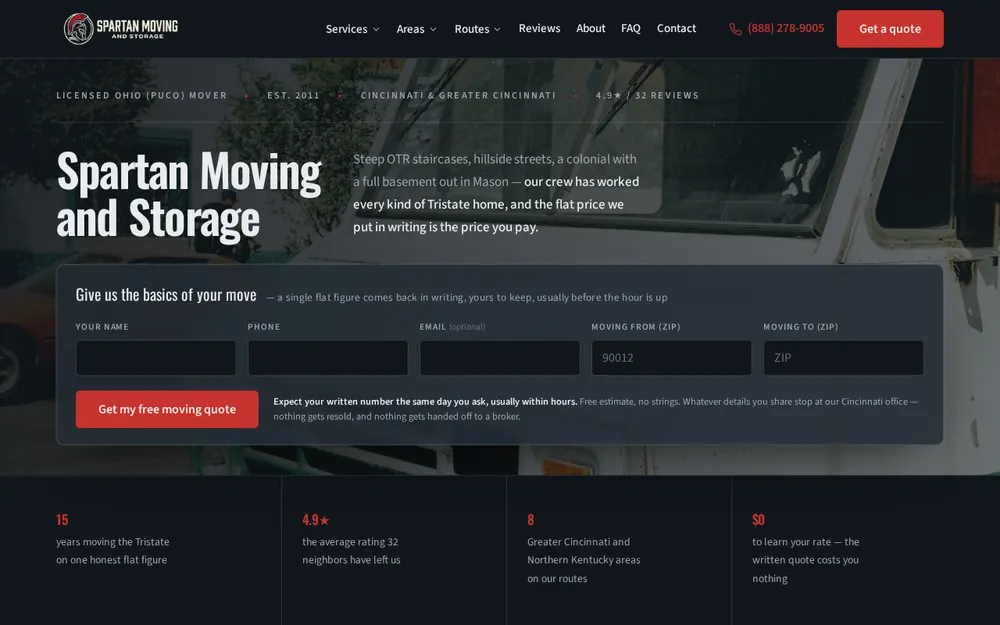 Spartan Moving homepage