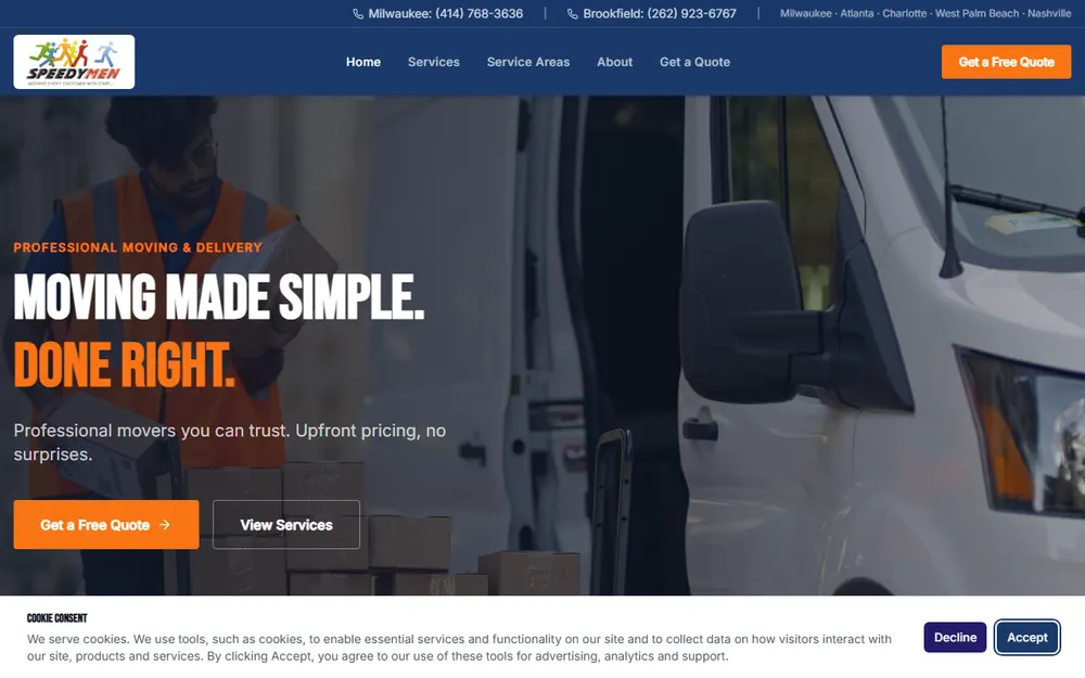 Speedymen Moving & Delivery homepage