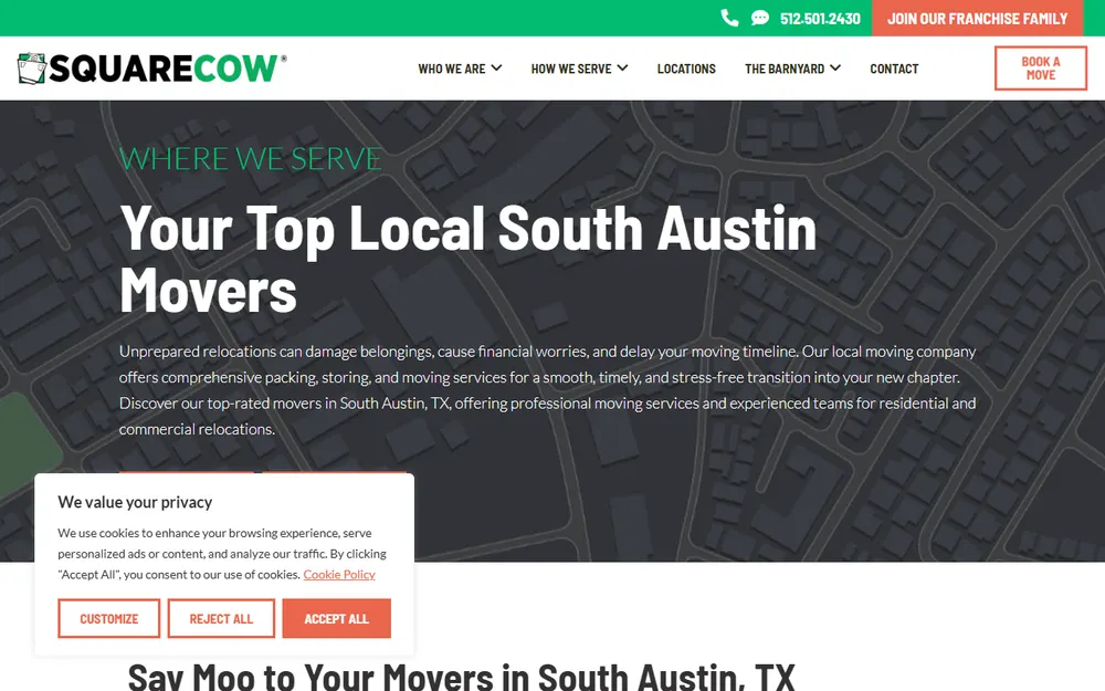 Square Cow Movers homepage
