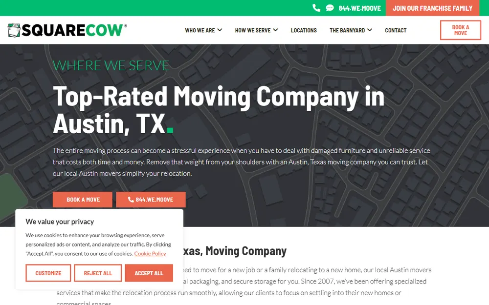 Square Cow Movers homepage