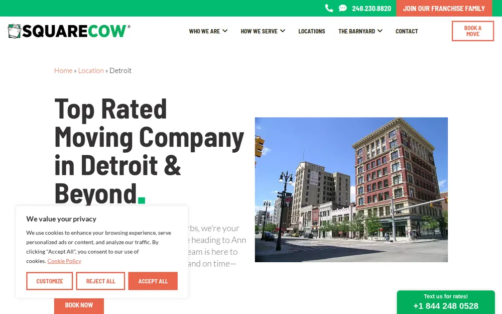 Square Cow Movers homepage
