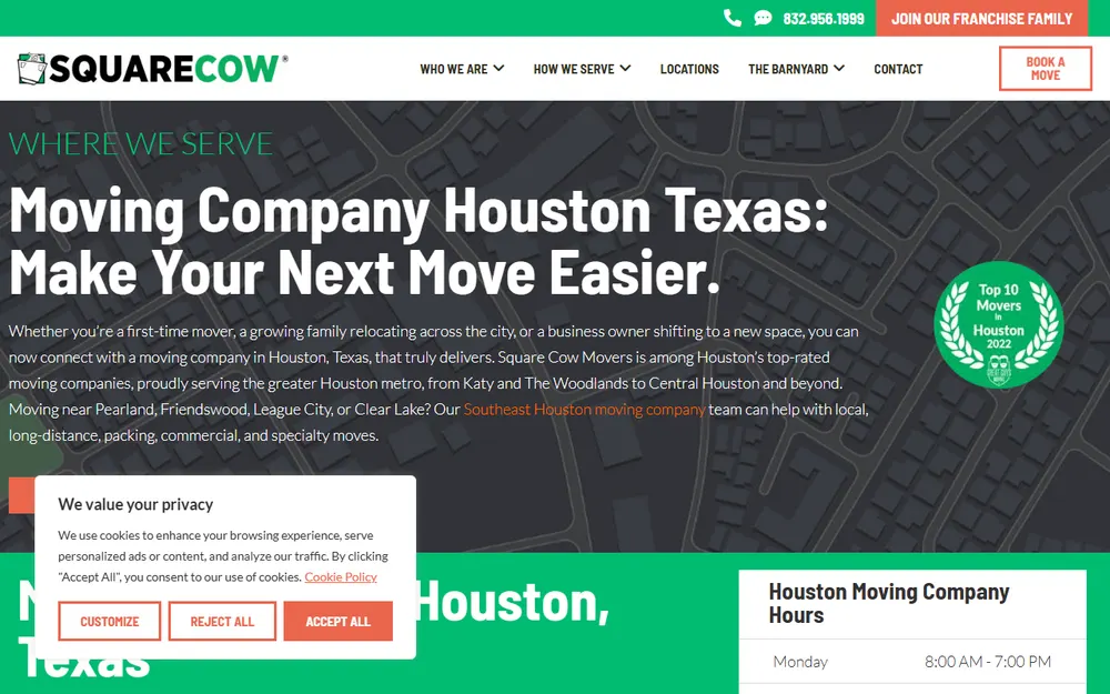 Square Cow Movers homepage
