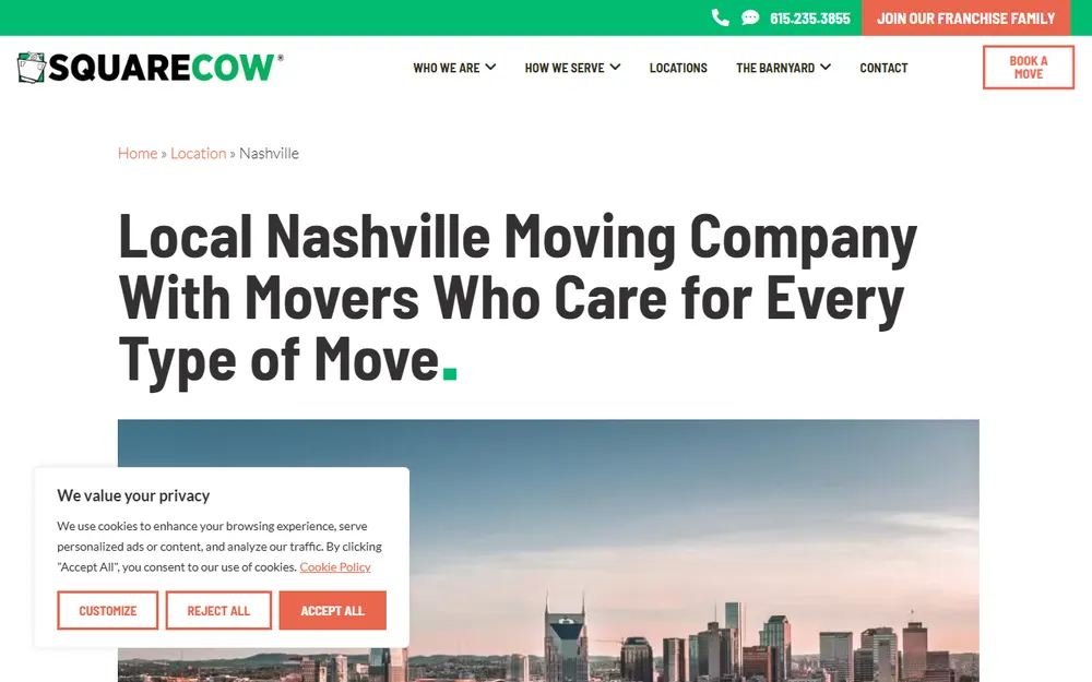 Square Cow Movers homepage