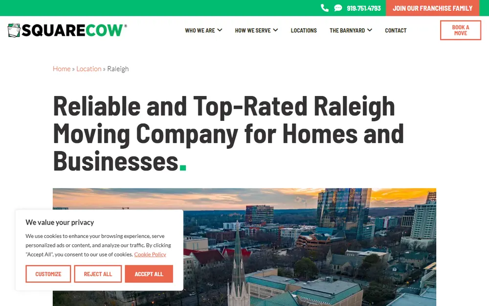 Square Cow Movers homepage