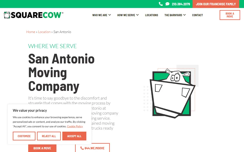 Square Cow Movers homepage