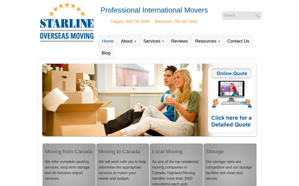 Starline Overseas Moving (A Canada Moving Company) homepage