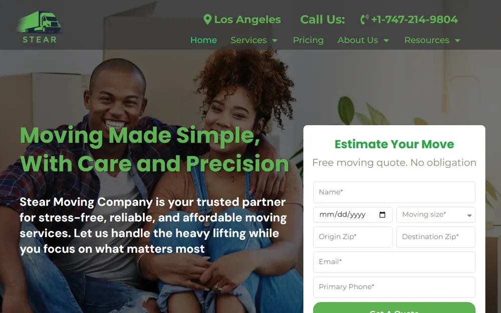 Stear Moving Company homepage