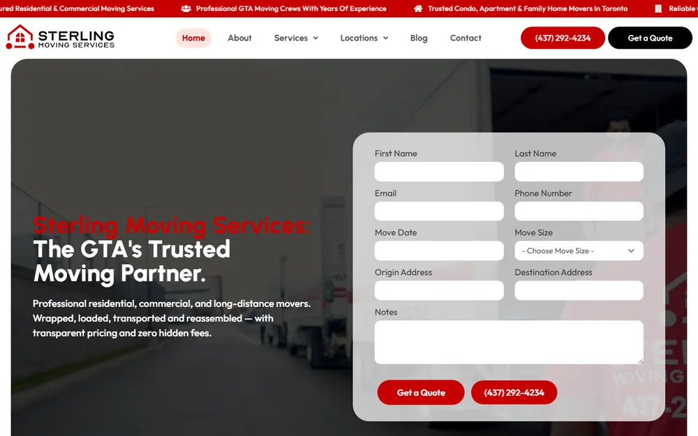 Sterling Moving Services homepage