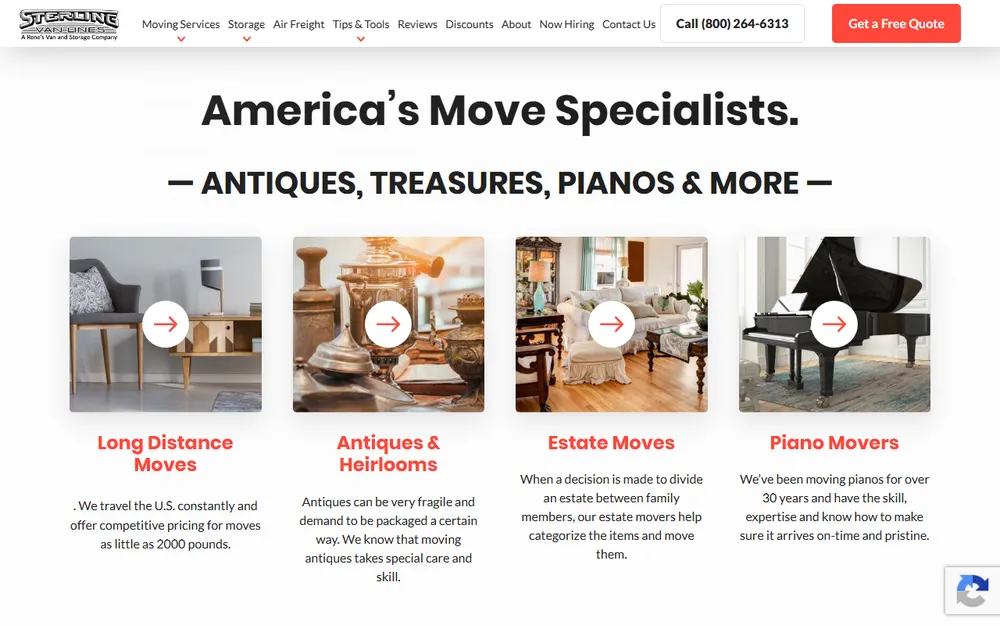Sterling Van Lines homepage