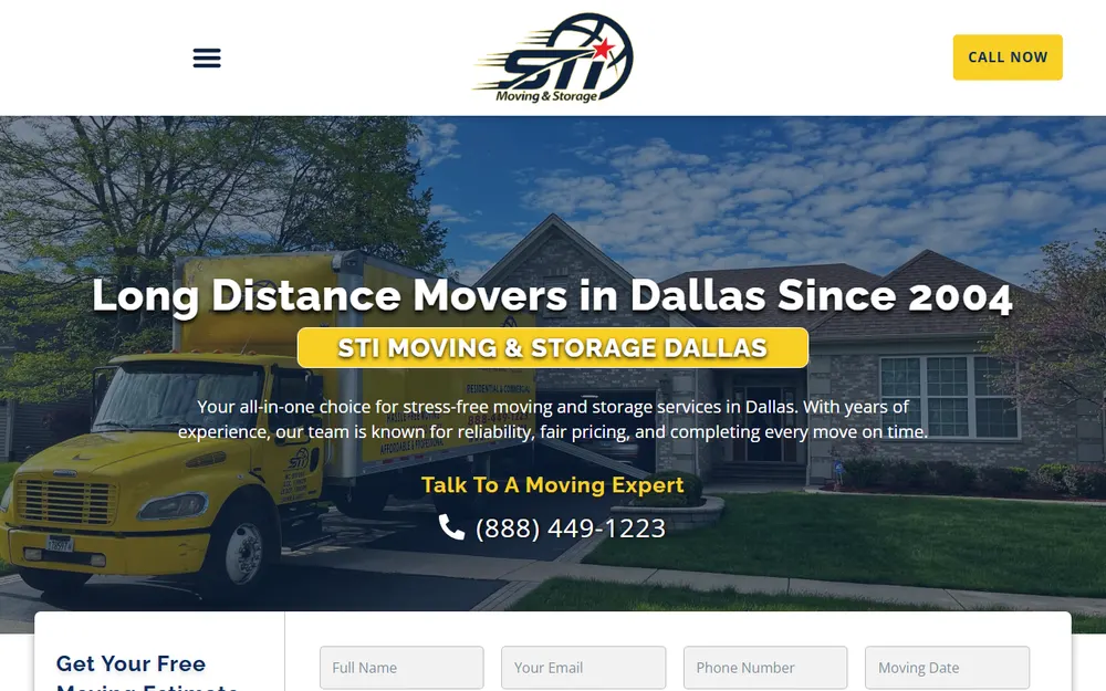 STI Movers Dallas homepage