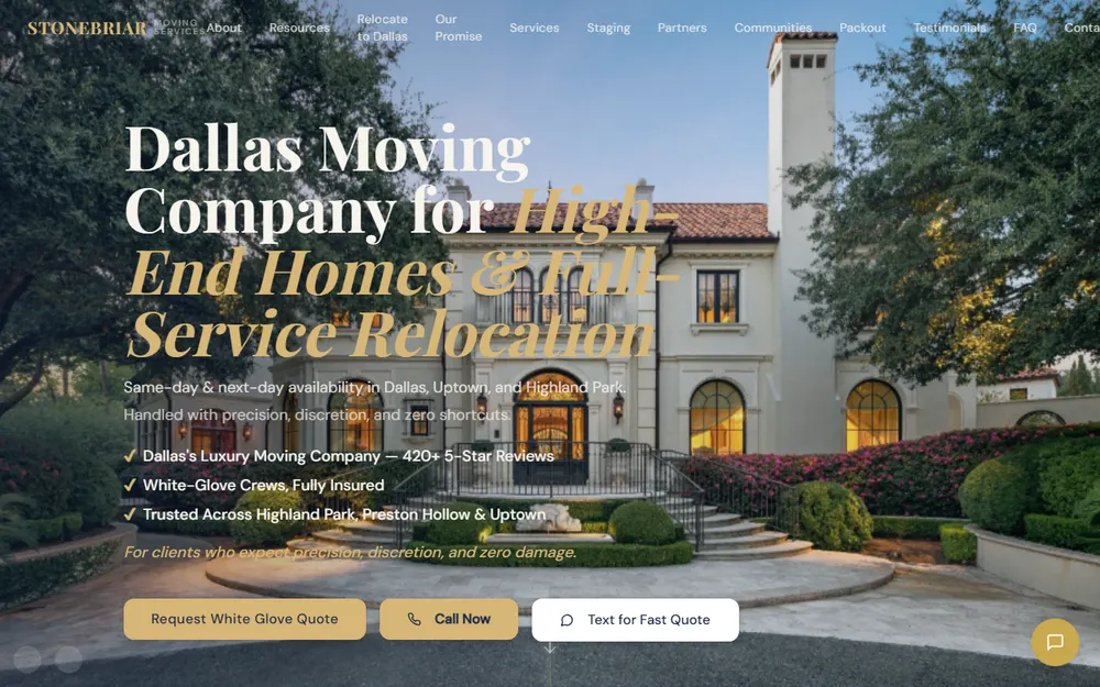 Stonebriar Moving Services homepage