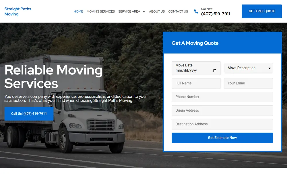 Straight Paths Moving homepage
