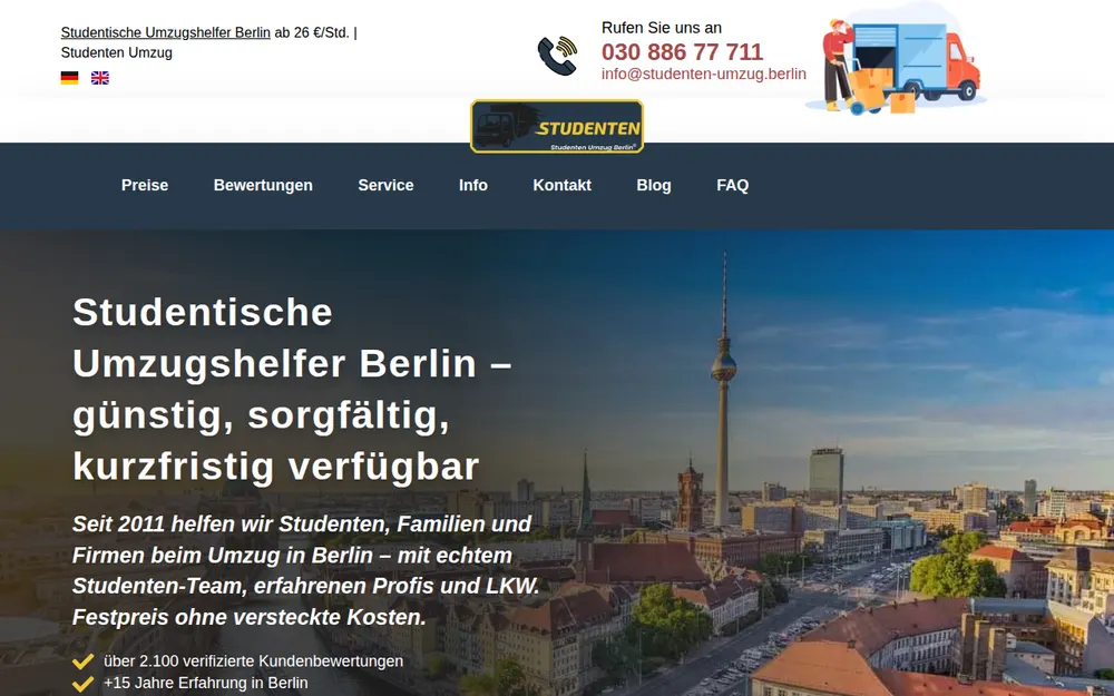 Studentische Umzugshelfer Berlin homepage