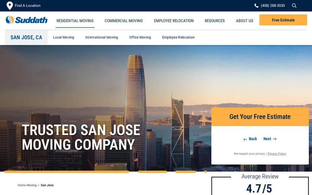 Suddath Moving & Storage homepage