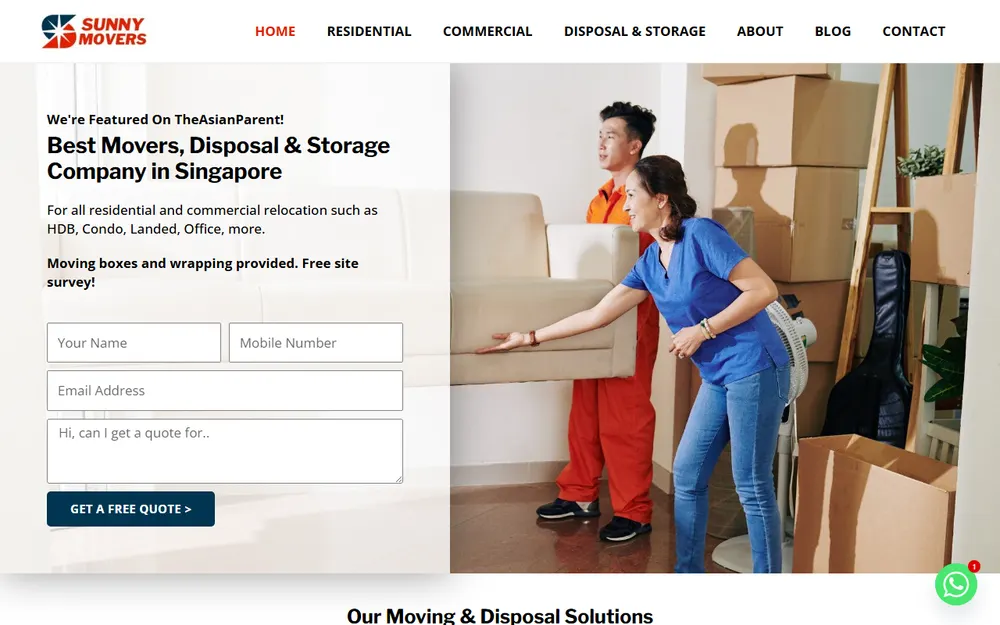 Sunny Movers homepage