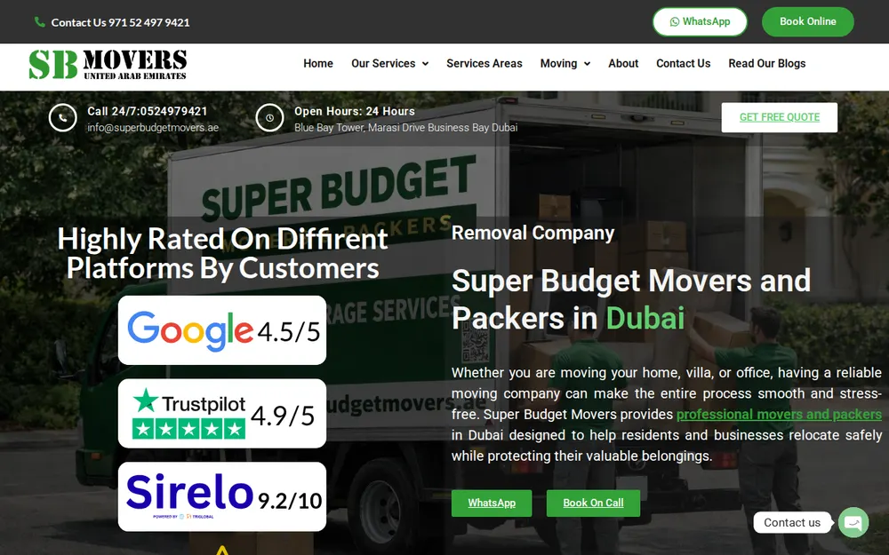 Super Budget Movers and Packers homepage