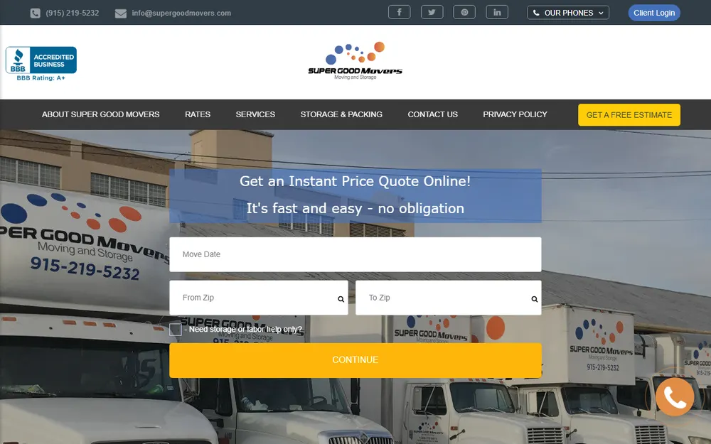 Super Good Movers homepage