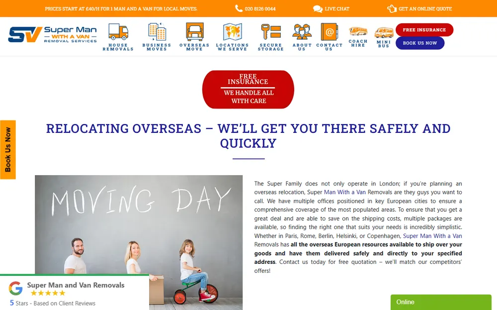 Super International Removals London homepage