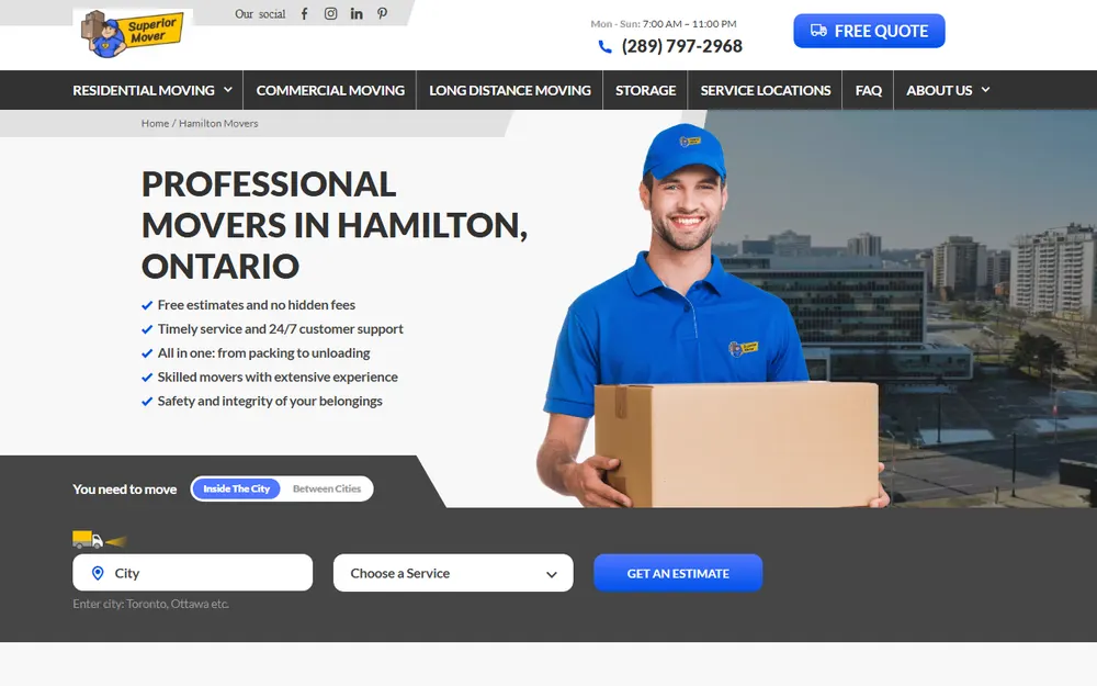Superior Mover homepage
