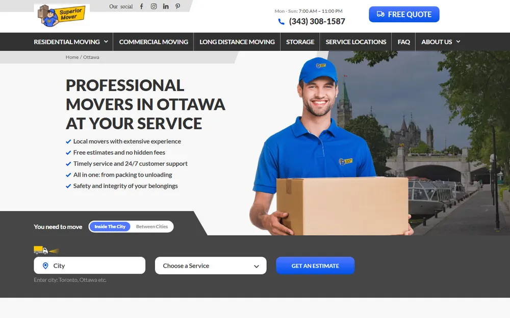 Superior Mover homepage