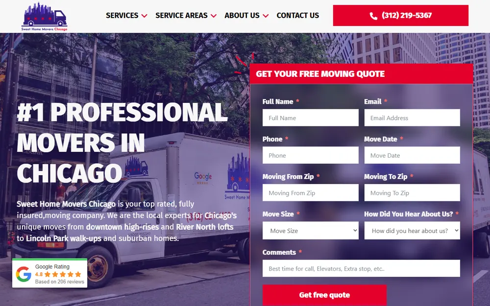 Sweet Home Movers Chicago homepage