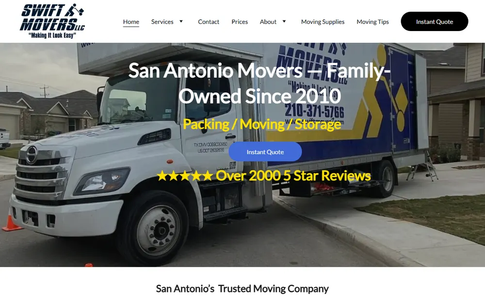 Swift Movers LLC homepage