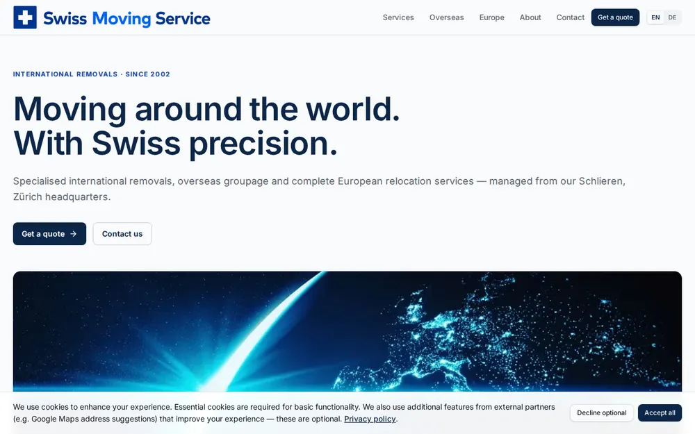 Swiss Moving Service AG homepage