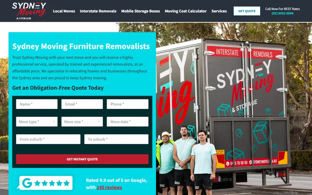 Sydney Move homepage