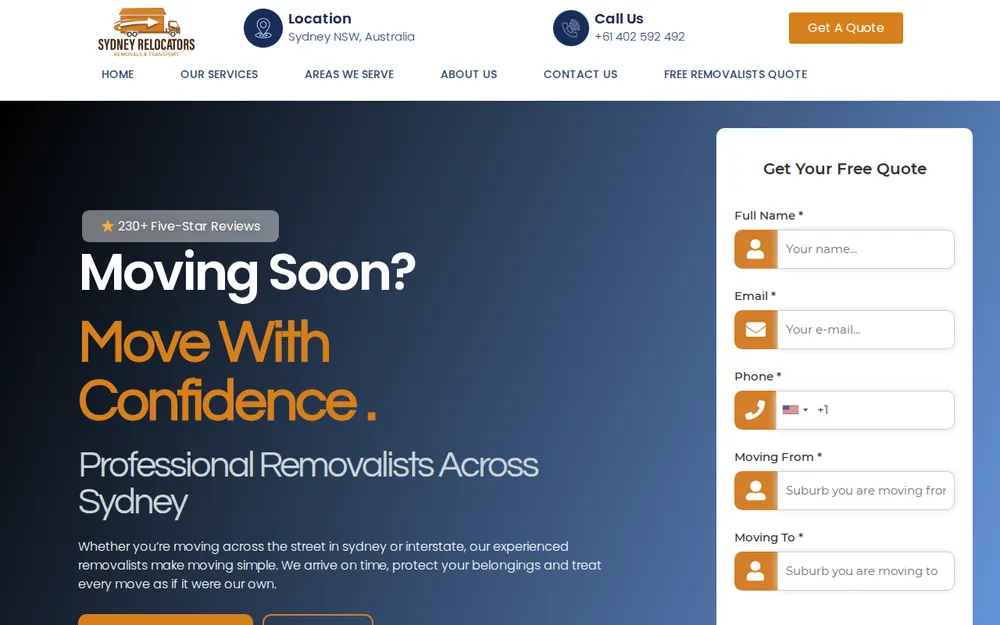 Sydney Relocators homepage
