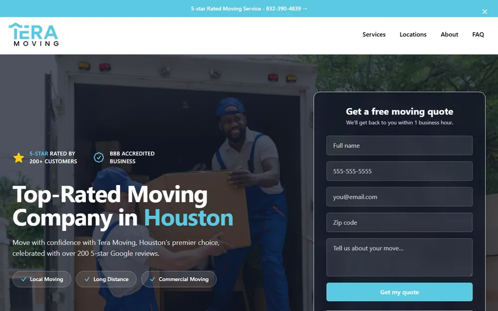 Tera Moving homepage