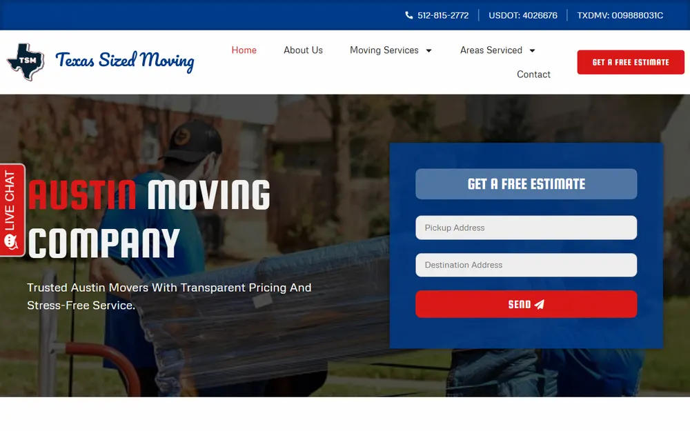 Texas Sized Moving homepage