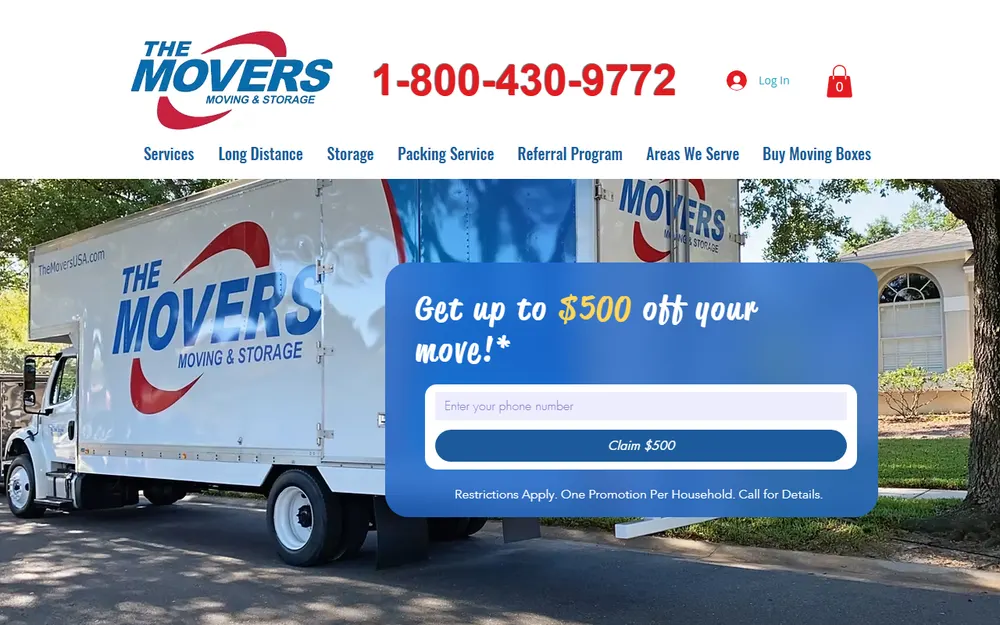 The Movers Moving & Storage homepage