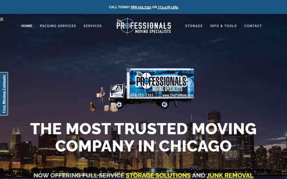 The Professionals Moving Specialists homepage