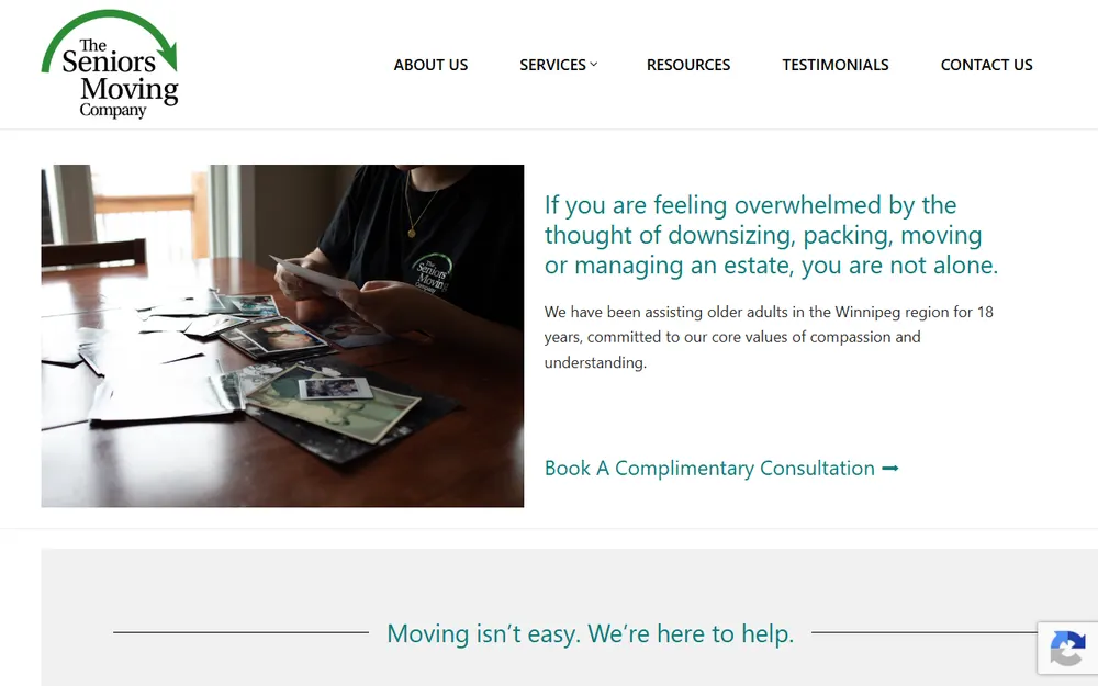 The Seniors Moving Company homepage