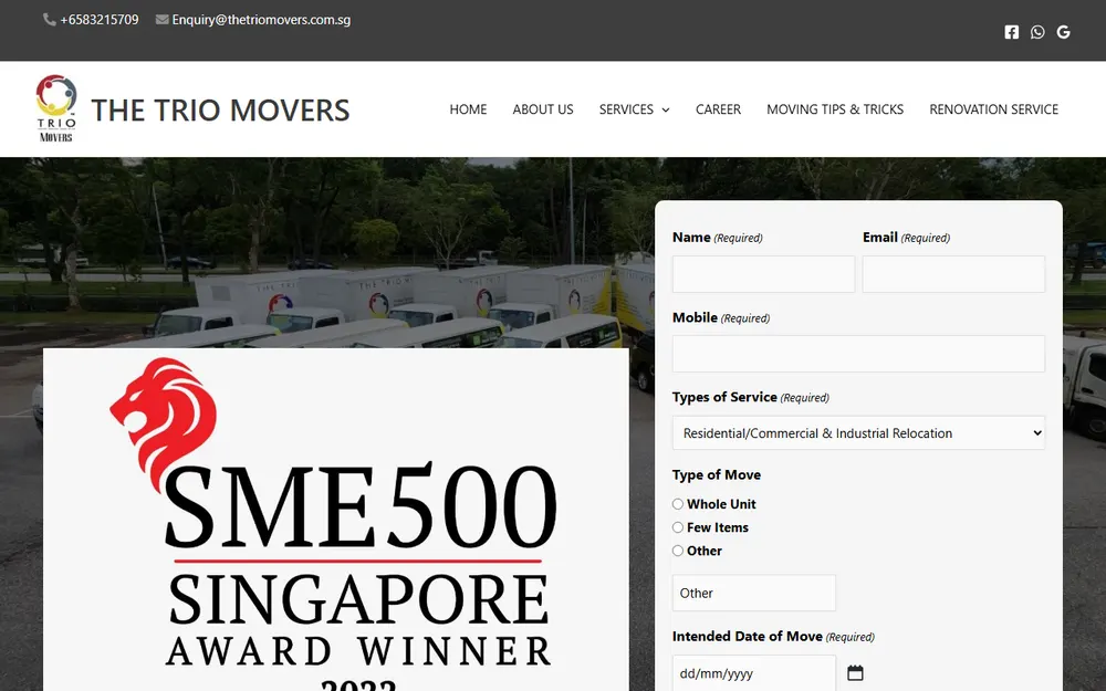 The Trio Movers homepage