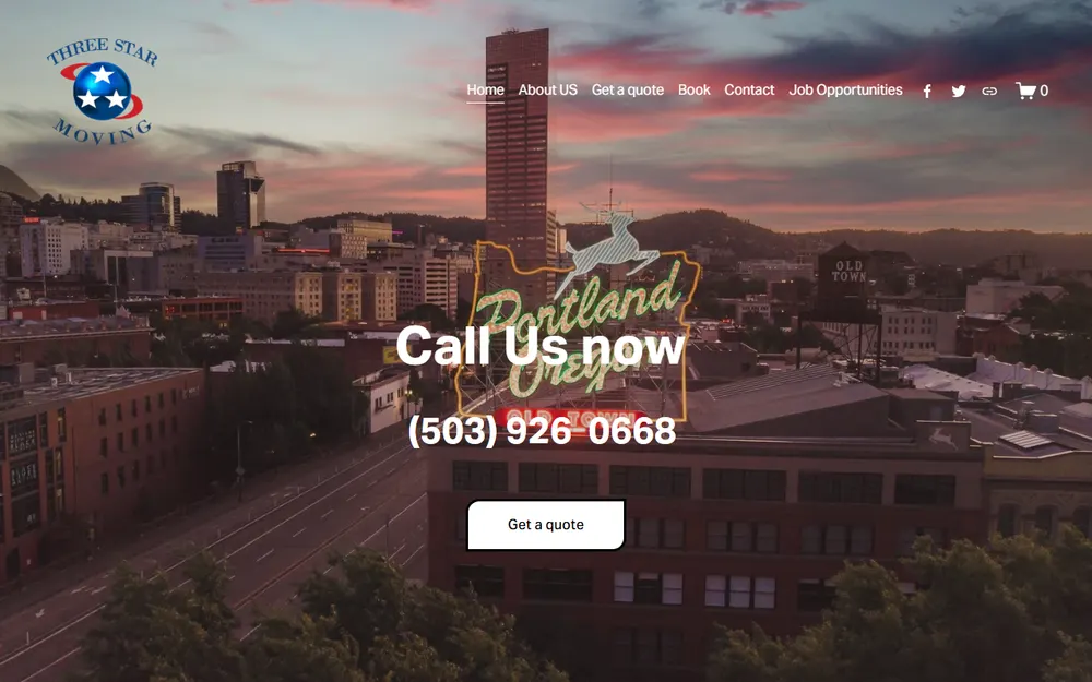Three Star Moving homepage