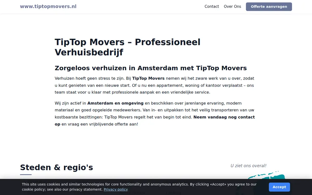 TipTop Movers homepage